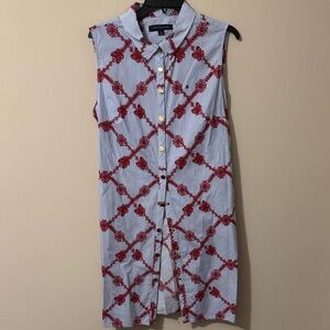 Tommy Hilfiger Red and Blue Striped Mini Dress